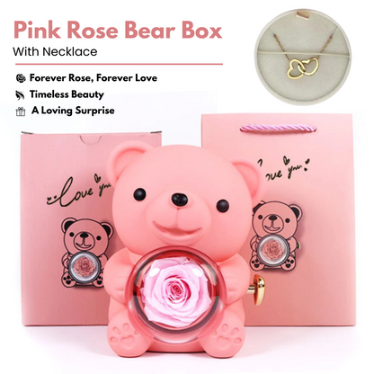 LovelyBear - Ewige Rose Bär Geschenke Box mit Halskette