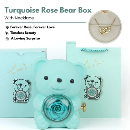 LovelyBear - Ewige Rose Bär Geschenke Box mit Halskette